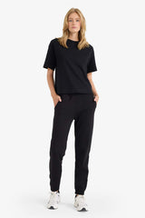 Basic Plain Pocketed Normal Waist Thick Jogger Sweatpants