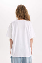 Oversize Wide Mold Basic Plain Crew Neck Short Sleeve White T-Shirt