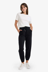 Joggers basic cut plain with pockets high waist thick sweatpants