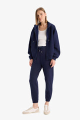 Joggers basic cut plain with pockets high waist thick sweatpants