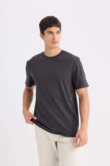 100% Cotton New Regular Fit Cycling Collar Basic Flat Short Sleeve T-Shirt