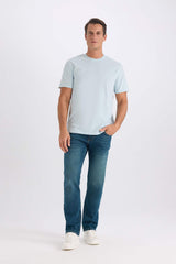 100% Cotton New Regular Fit Cycling Collar Basic Flat Short Sleeve T-Shirt