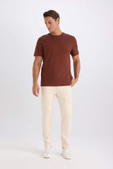 100% Cotton New Regular Fit Cycling Collar Basic Flat Short Sleeve T-Shirt