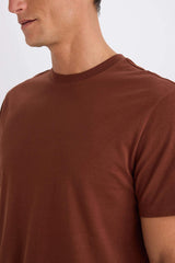 100% Cotton New Regular Fit Cycling Collar Basic Flat Short Sleeve T-Shirt