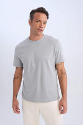 100% Cotton New Regular Fit Cycling Collar Basic Flat Short Sleeve T-Shirt
