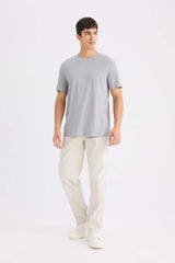 100% Cotton New Regular Fit Cycling Collar Basic Flat Short Sleeve T-Shirt