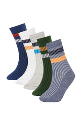 boys 5-Pack Cotton Circle Patterned Long Socks