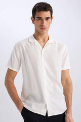 Modern Fit Summer Polo Collar Basic Plain Short Sleeve Shirt