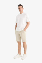 Slim Fit Slim Cut Pocketed Cotton Basic Plain Bermuda Shorts