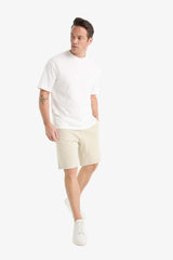 Slim Fit Slim Cut Pocketed Cotton Basic Plain Bermuda Shorts