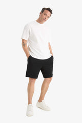 Slim Fit Slim Cut Pocketed Cotton Basic Plain Bermuda Shorts