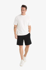 Slim Fit Slim Cut Pocketed Cotton Basic Plain Bermuda Shorts