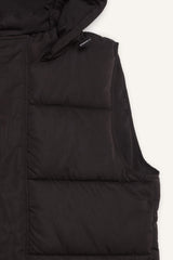 Waterproof Regular Fit Hooded Zippered Puffer Vest with Inner Pocket