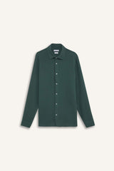 Regular Fit Polo Collar Muslin Long Sleeve Shirt