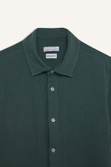 Regular Fit Polo Collar Muslin Long Sleeve Shirt