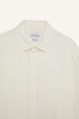 Regular Fit Polo Collar Muslin Long Sleeve Shirt