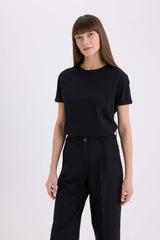 Regular Fit Cycling Collar Basic Flat Combed Short Sleeve T-shirt