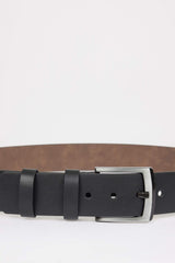 Men's Rectangular Buckle Faux Leather Jean Belt