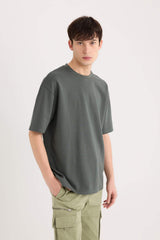 Oversize Fit Crew Neck Basic Heavy Fabric T-Shirt