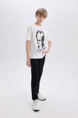 Boys 23 April Children's Day Flat Leg Gabardine Pants