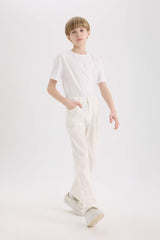 Boys 23 April Children's Day Flat Leg Gabardine Pants