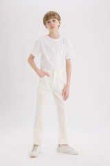 Boys 23 April Children's Day Flat Leg Gabardine Pants