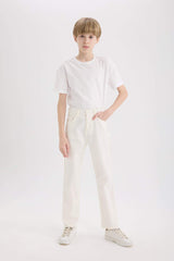 Boys 23 April Children's Day Flat Leg Gabardine Pants