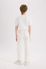 Boys 23 April Children's Day Flat Leg Gabardine Pants