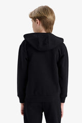boys Hooded School Zippered Sweatshirt