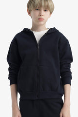 boys Hooded School Zippered Sweatshirt