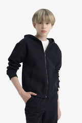 boys Hooded School Zippered Sweatshirt