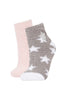 Women's Star Pattern Embroidered 2-Pack House Socks