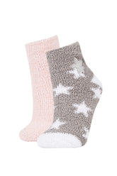 Women's Star Pattern Embroidered 2-Pack House Socks