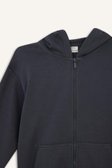 boys Basic Plain School Zippered Hooded Sweatshirt