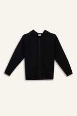 boys Basic Plain School Zippered Hooded Sweatshirt