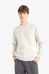 Boxy Fit Crew Neck Soft Furry Printed Sweatshirt