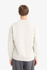 Boxy Fit Crew Neck Soft Furry Printed Sweatshirt