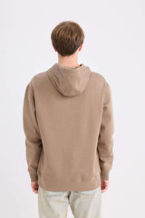 Regular Fit Hooded Kangaroo Pocket Soft Furry Basic Plain Sweatshirt