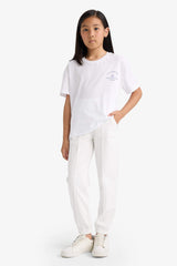 Girls Elastic Waist Basic Plain School Jogger Sweatpants