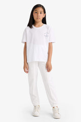 Girls Elastic Waist Basic Plain School Jogger Sweatpants