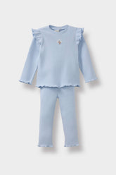 Baby Girl 2-Piece Set Floral Long Sleeve Ribbed Camisole T-Shirt and Leggings