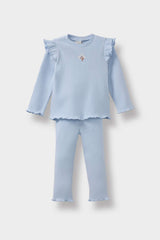 Baby Girl 2-Piece Set Floral Long Sleeve Ribbed Camisole T-Shirt and Leggings