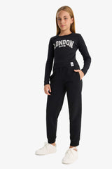 Girls Standard Fit Basic Plain Elastic Waist School Jogger Tracksuit Bottoms