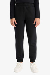 Girls Standard Fit Basic Plain Elastic Waist School Jogger Tracksuit Bottoms