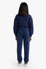 Girls Standard Fit Basic Plain Elastic Waist School Jogger Tracksuit Bottoms