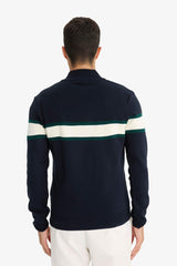 Standard Fit Stand Collar Zippered Color Block Knitwear Sweater