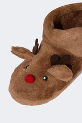 Girls Christmas Themed Flat Sole Home Boots