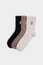 Women Teddy Bear Patterned 3-Pack Cotton Long Socks