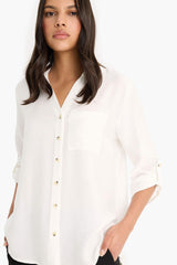 Regular fit, long sleeve shirt with shirt collar