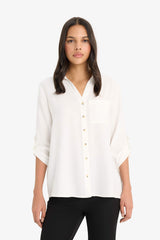 Regular fit, long sleeve shirt with shirt collar